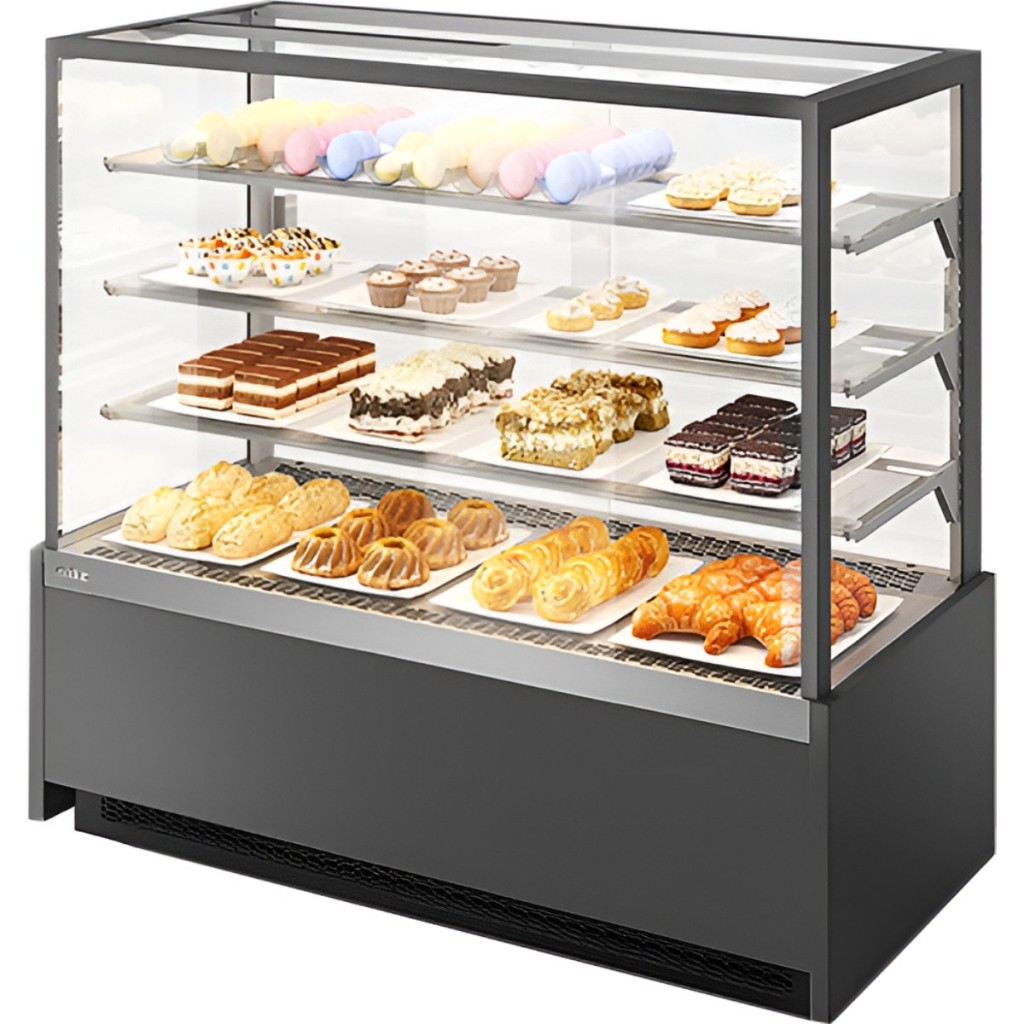 Витрина кондитерская Chilz VETE KUB 90 NEYTRAL серый матовый, шлифованная нержавейка