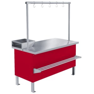 Прилавок холодильный Марихолодмаш «Мясной» ПХС-1,55/0,85 (встроенное холодоснабжение) с креплением для перекладины, цветной